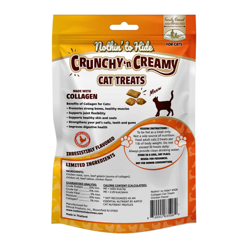 Nothin' To Hide Crunchy & Creamy Chicken Flavor & Collagen Cat Treats 3 oz