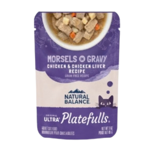 Natural Balance Platefulls Indoor Formula Chicken & Chicken Liver in Gravy Grain-Free Wet Cat Food Pouch