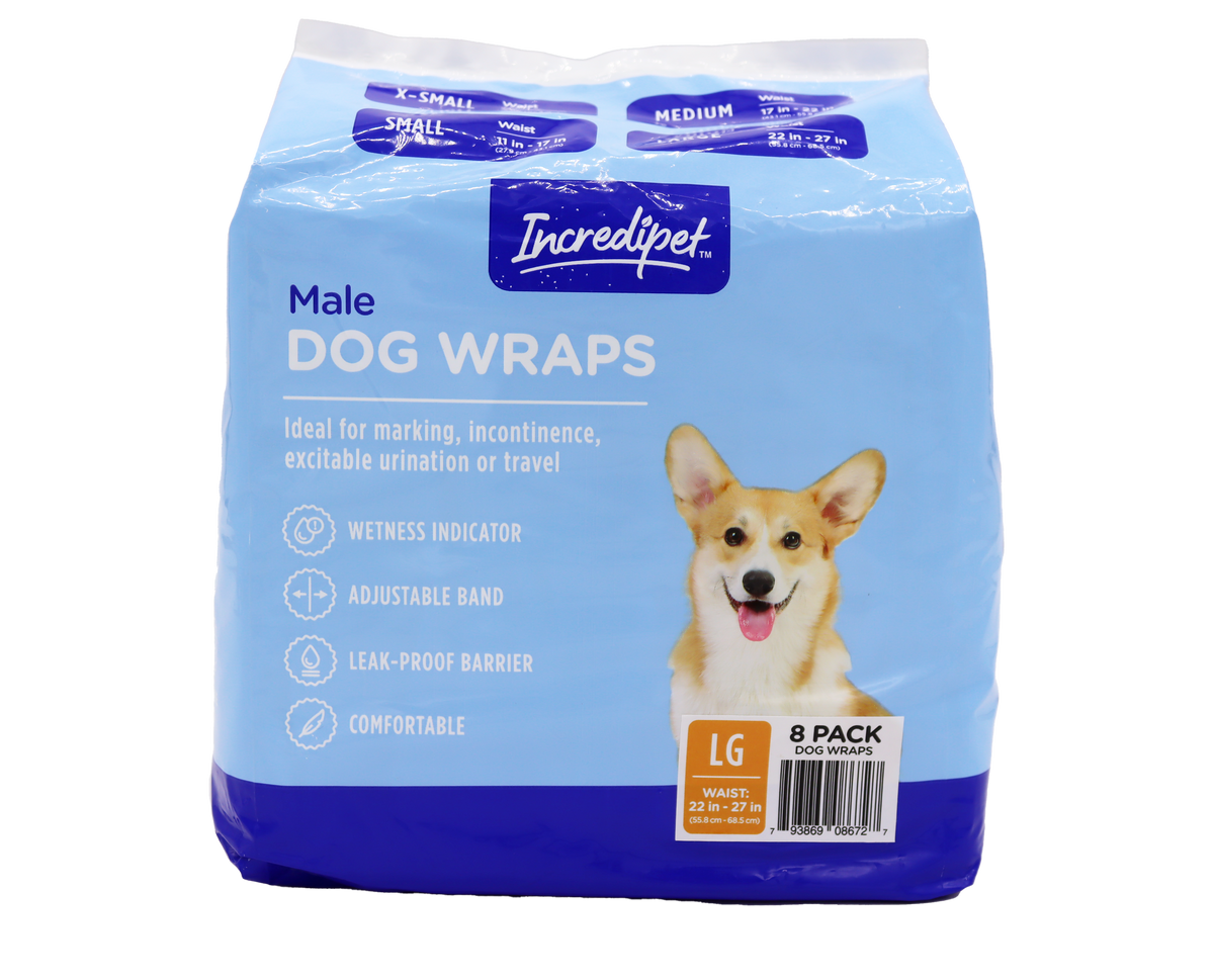 Incredipet Large Disposable Male Dog Wraps 8 pk