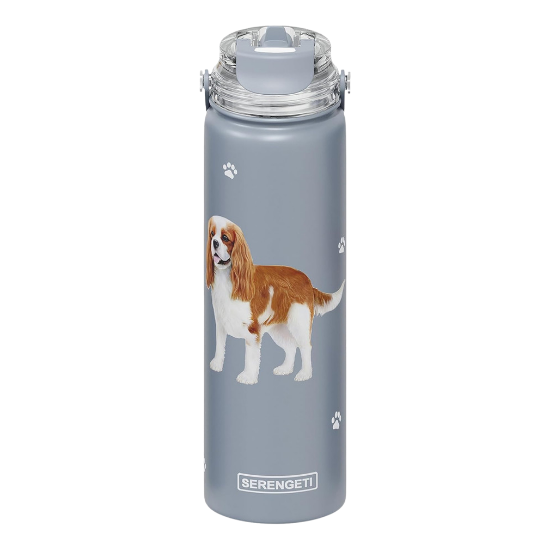 E & S Imports Serengeti Cavalier King Charles Spaniel Stainless Steel Water Bottle 24 oz