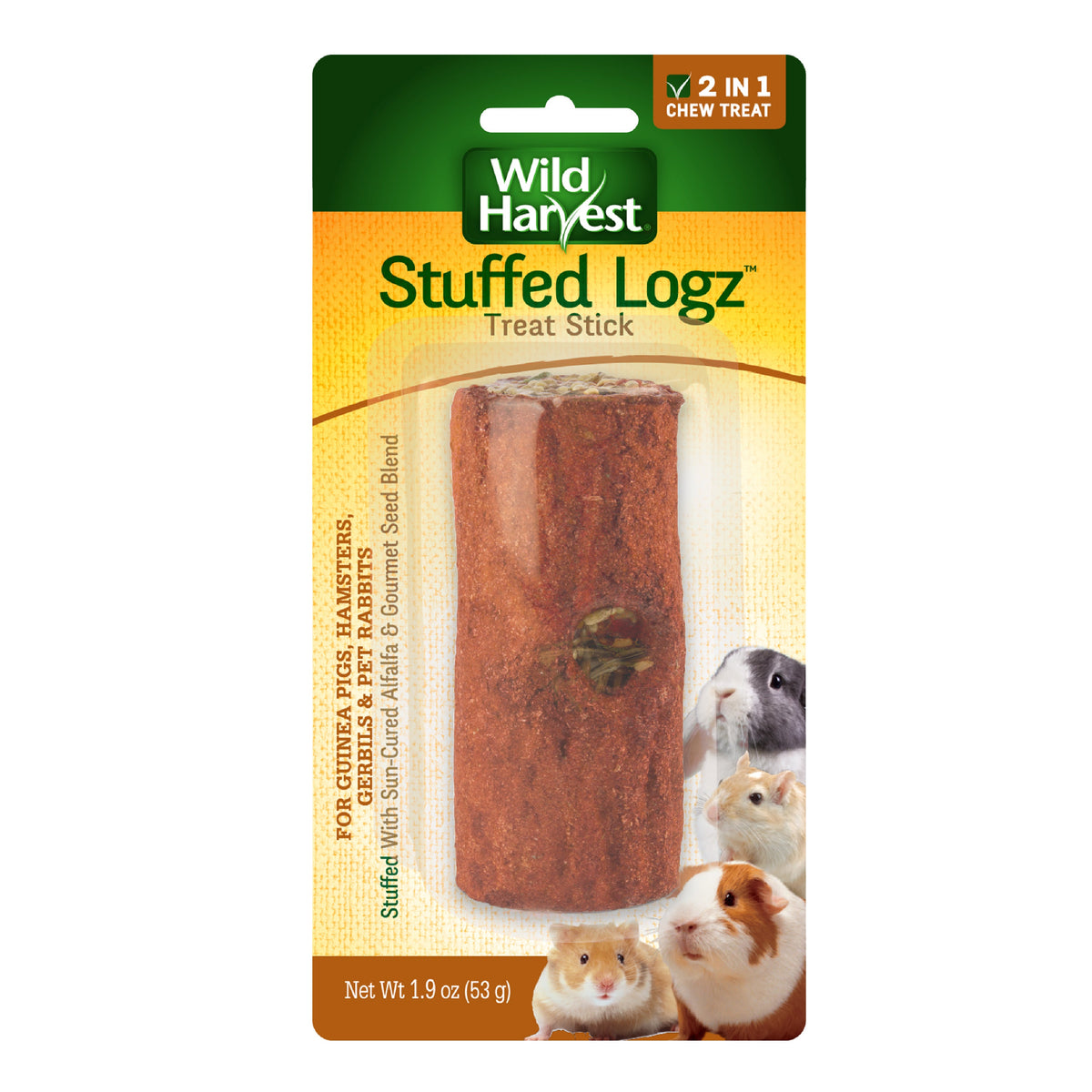 Wild Harvest Stuffed Logz Edible Small Animal Treat- Alfalfa & Gourmet Seed Blend Flavor 1.9 oz