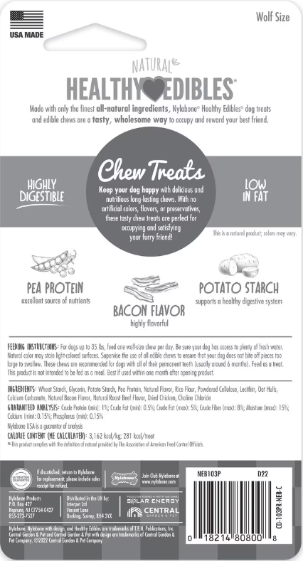 Nylabone Healthy Edibles All-Natural Long Lasting Bacon Flavor Chew Dog Treat