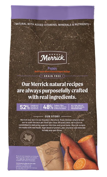 Merrick Grain-Free Puppy Real Texas Beef & Sweet Potato Recipe Dry Dog Food