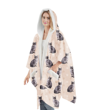 E & S Imports Silver Tabby Cat Snuggs Wraps Blanket Hoodie