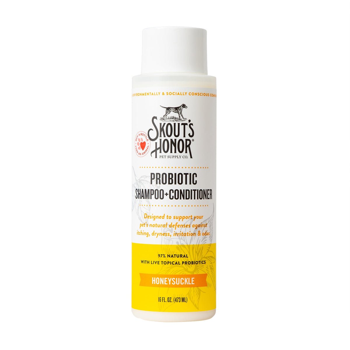 Skout's Honor Probiotic Shampoo + Conditioner Honeysuckle Scented for Dogs & Cats 16 oz