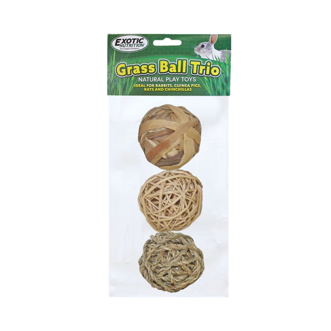 Exotic Nutrition Pet Supplies Grass Ball Trio Small Animal Toy