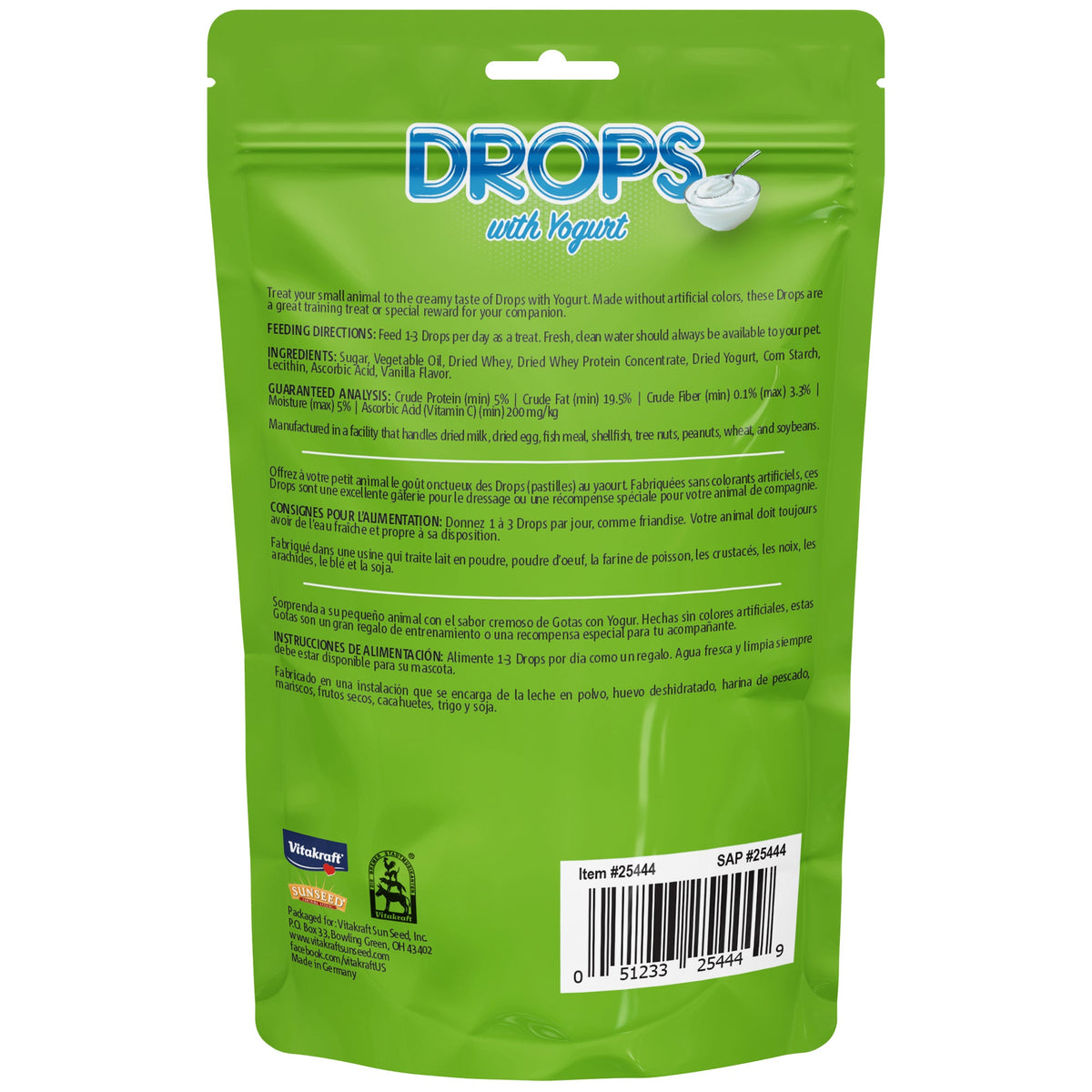 Vitakraft Drops With Yogurt Flavor Rabbit Treats 5.3 oz