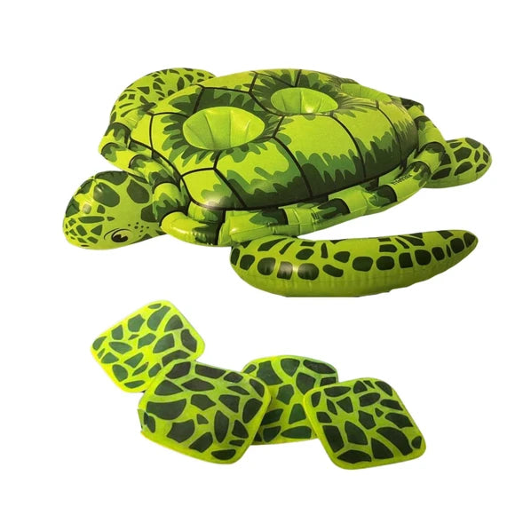 Kole Imports Inflatable Pool Turtle Cornhole Game with Four Floating Cornhole Bags