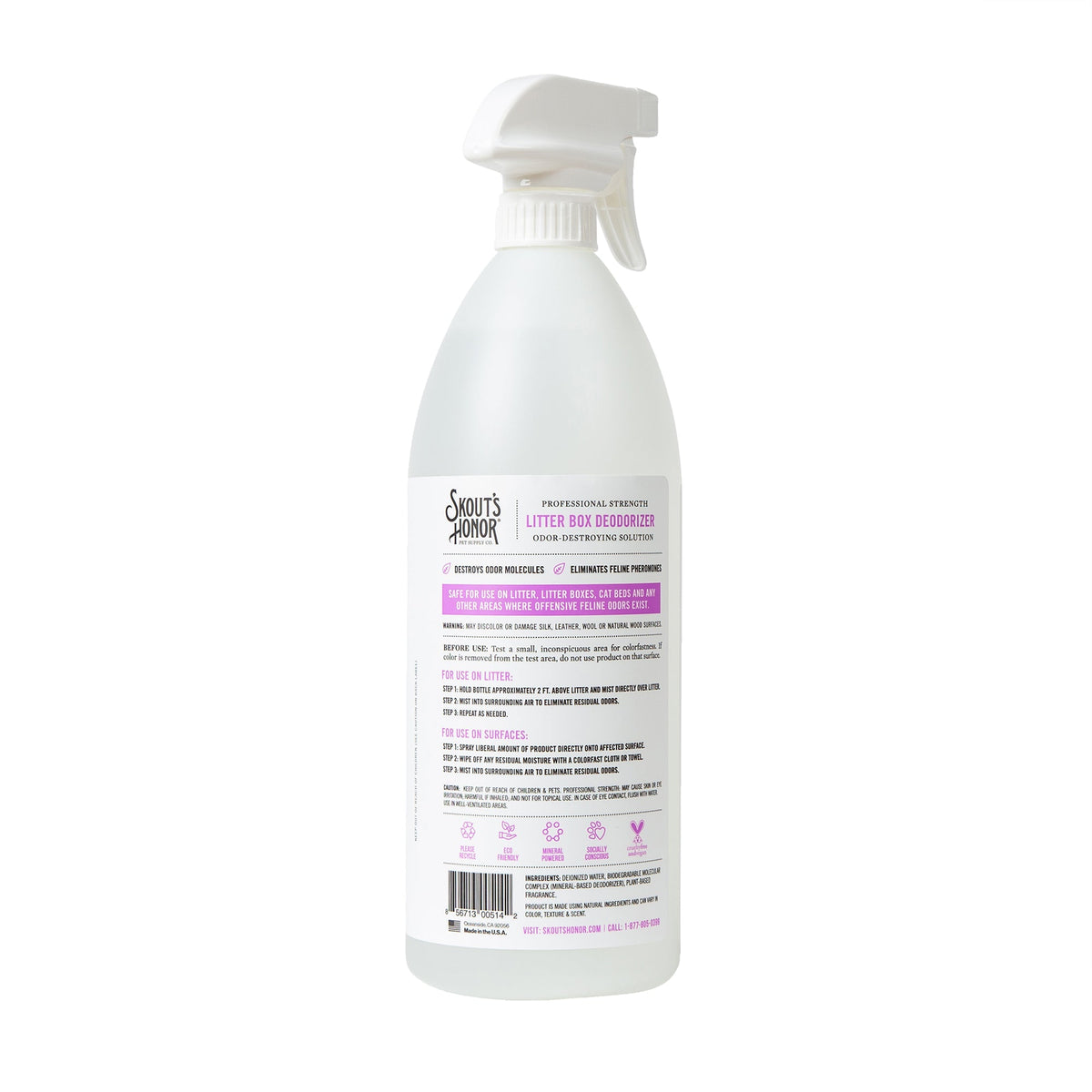 Skout's Honor Professional Strength Cat Litter Box Deodorizer Spray 35 oz