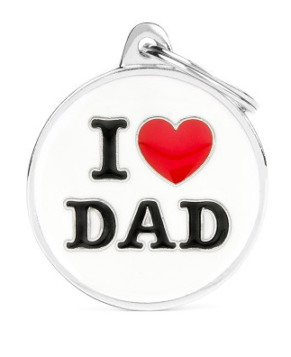 Myfamily Large Enamel "I Love Dad" Personalized Dog ID Tag