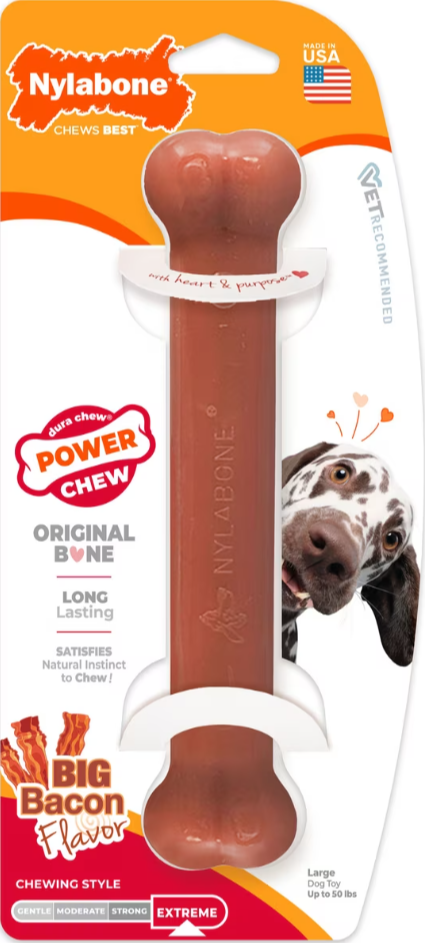 Nylabone Power Chew Bacon Bone Dog Chew Toy