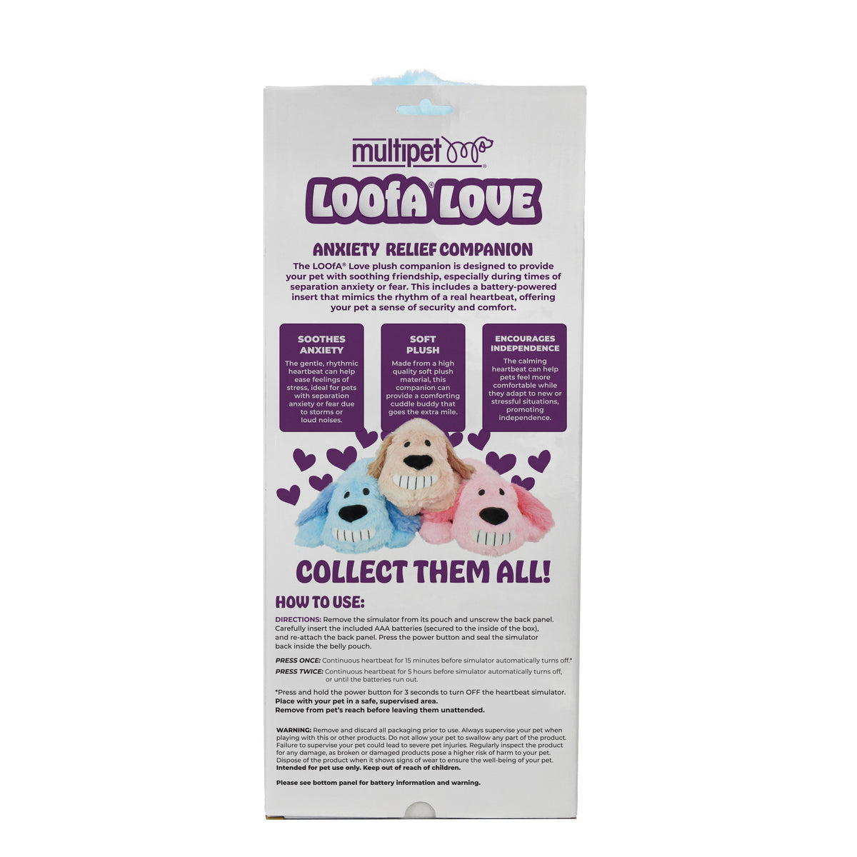 Multipet Loofa Love with Heartbeat Calming Dog Toy 17 in
