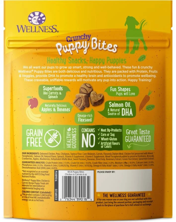 Wellness Puppy Bites Grain-Free Crunchy Chicken & Carrots Recipe Treats 6 oz