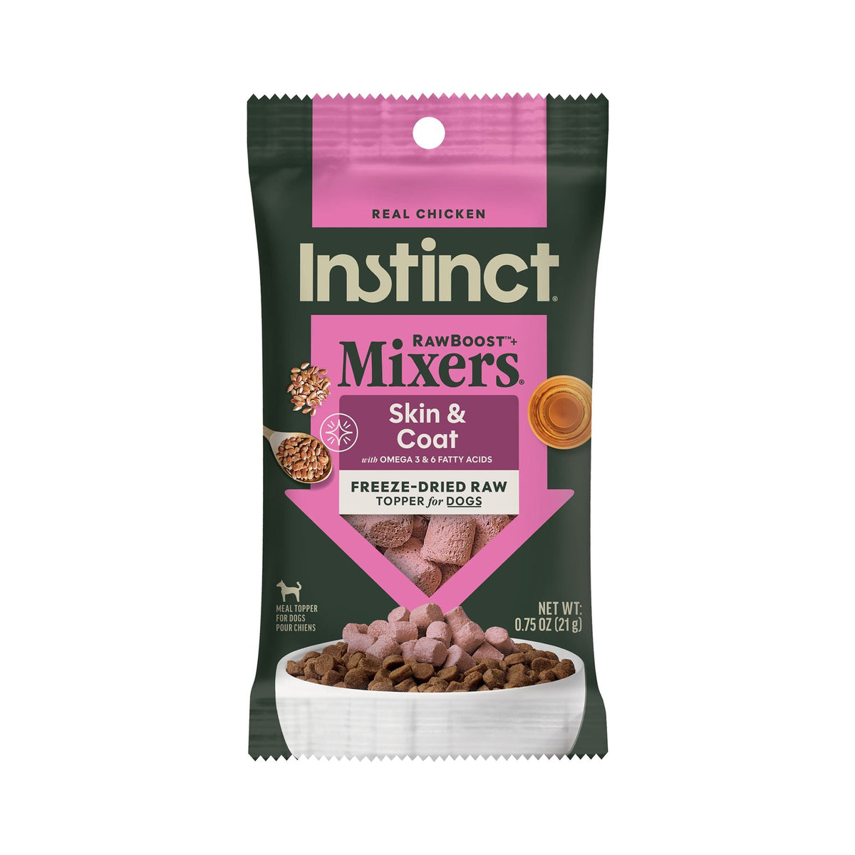 Instinct Raw Boost Mixers Skin & Coat Health Recipe Freeze-Dried Dog Food Topper Trial Size .75 oz