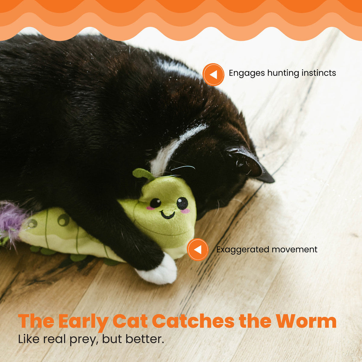 Catstages Electronic Touch-Activated Wiggle Worm Cat Toy