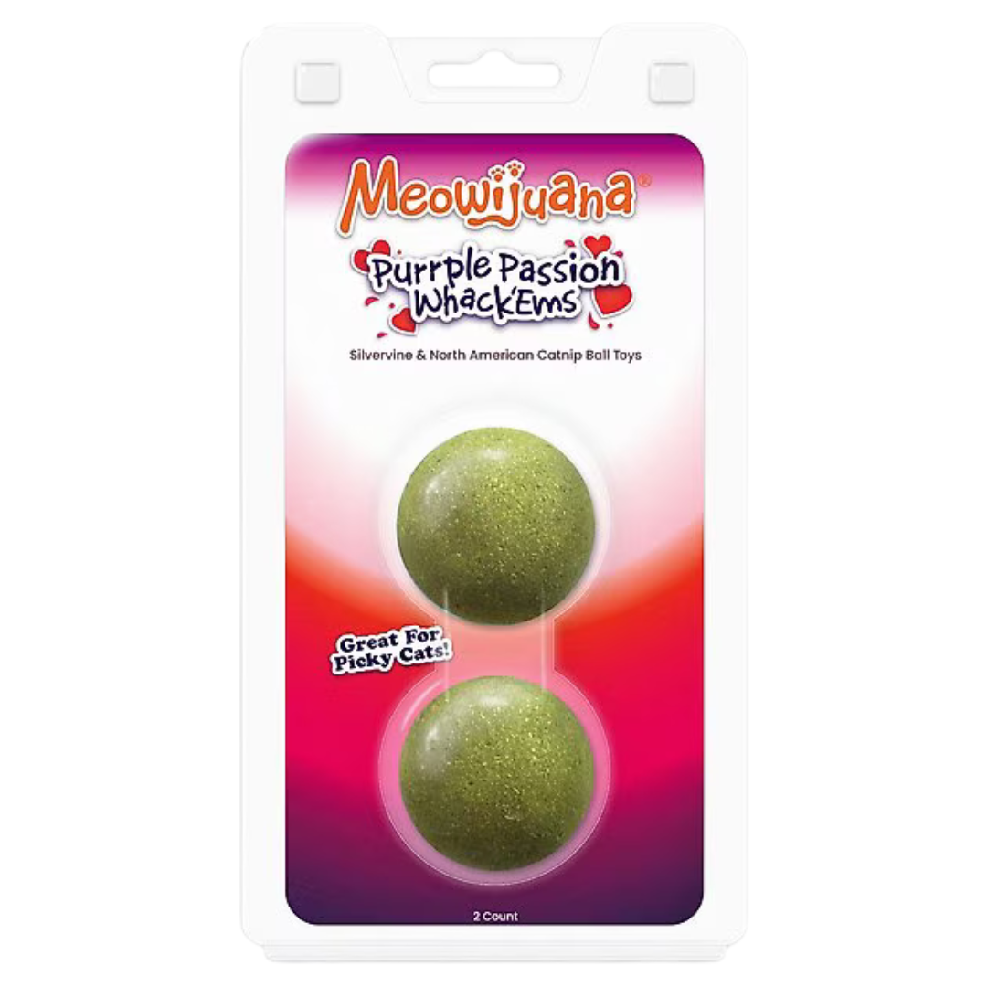 Meowijuana Purrple Passion Compressed Catnip Ball Toy Refill 2 pk