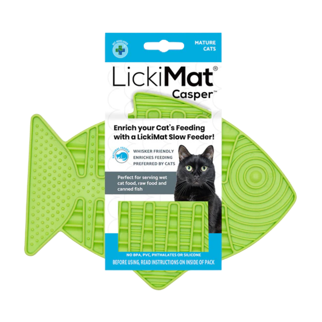 Lickimat Green Casper Mat Cat Slow Feeder
