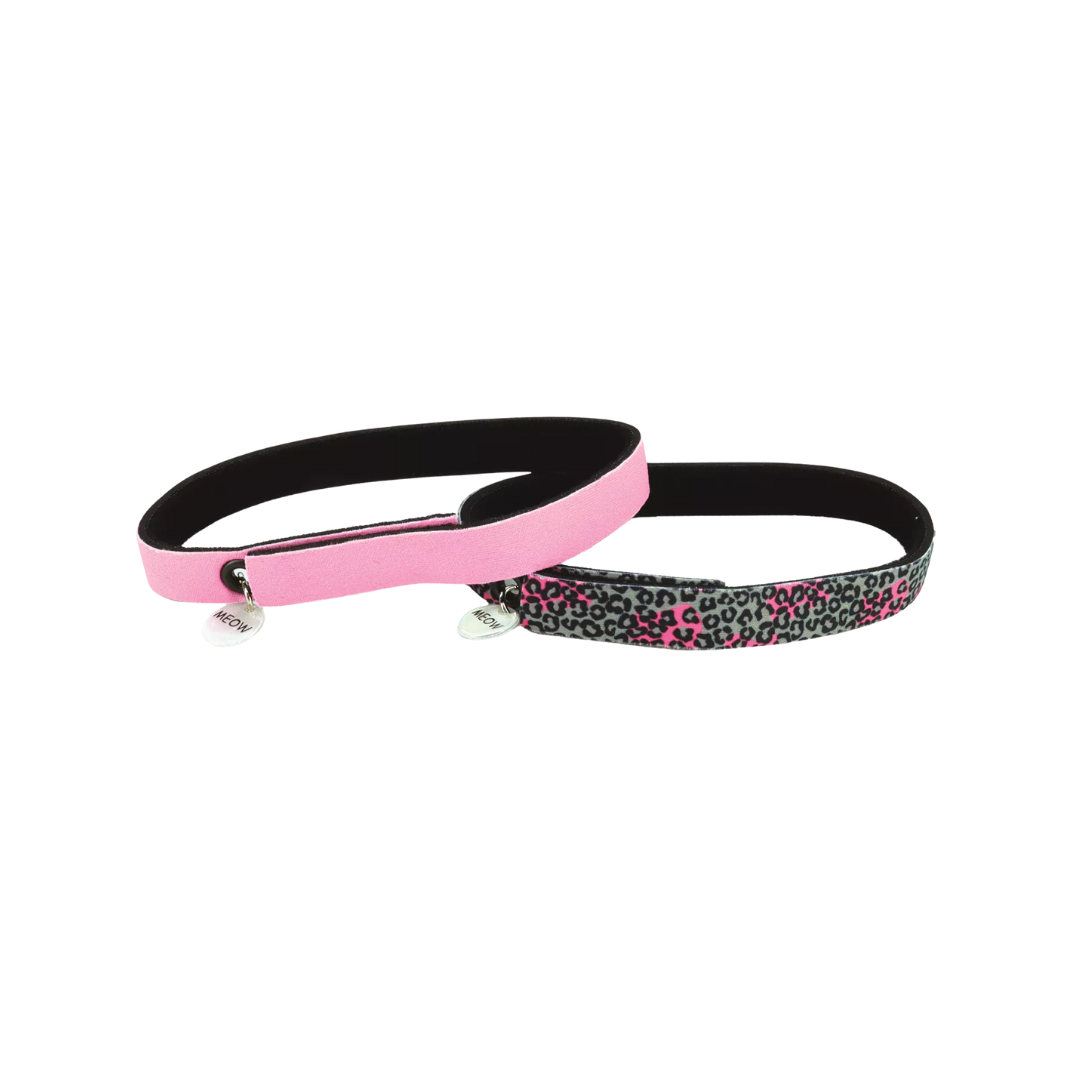 Coastal Pet Products ElastaCat FlexFit Cat Collar- Cheetah & Neon Pink 2 pk