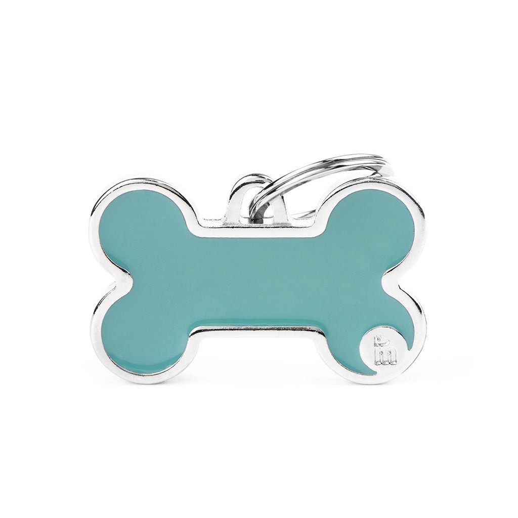 Myfamily Basic Handmade Big Light Blue Bone Pet Identification Tag