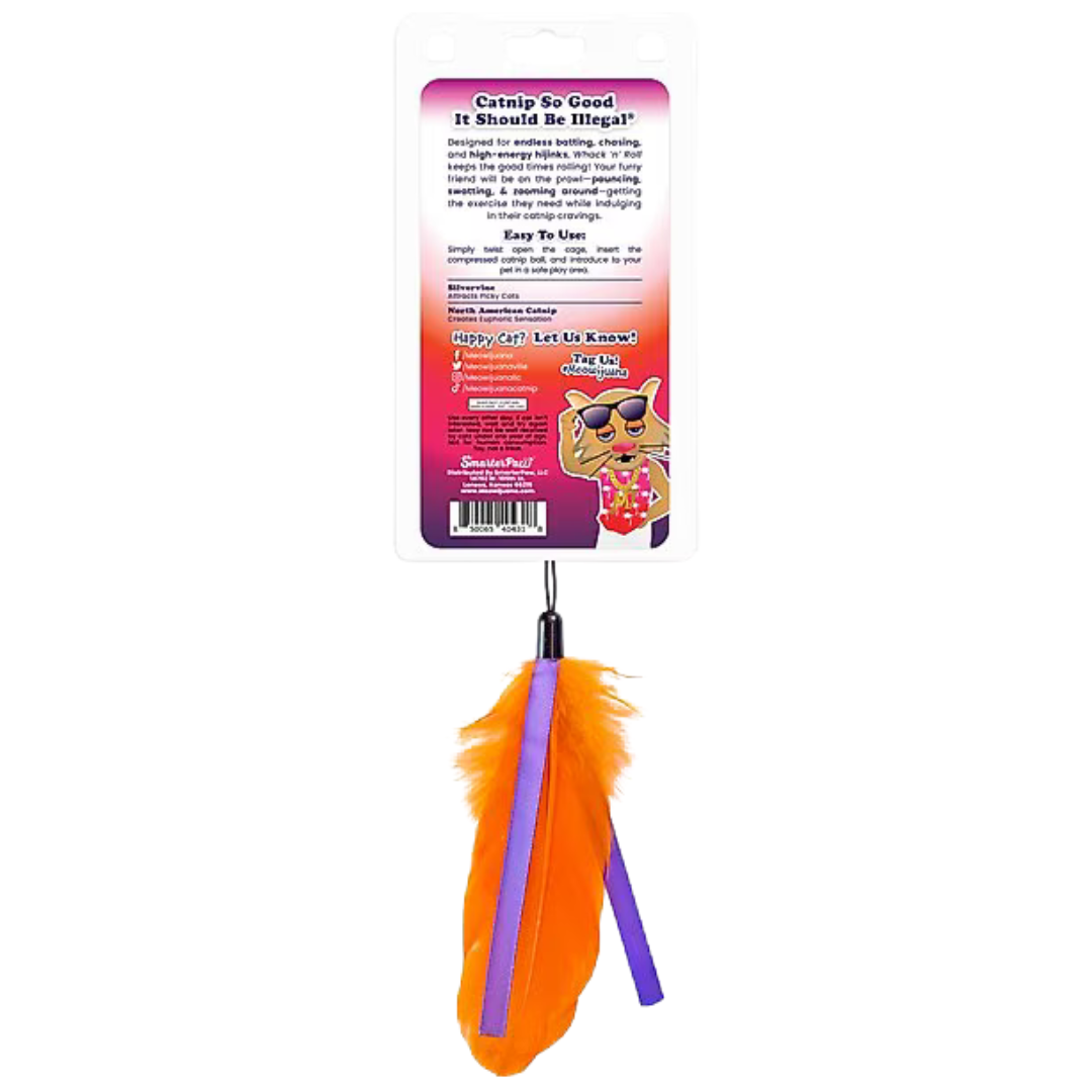 Meowijuana Purple Passion Whack 'n' Roll Compressed Catnip Ball Toy with Cage