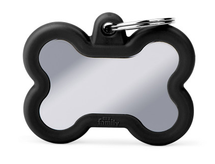 Myfamily Hushtag Chromed Bone Personalized Dog ID Tag