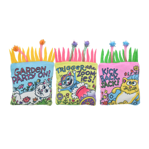 Incredipet Puff Patches Plush Catnip Pillow Cat Toy, Assorted 4.25 in