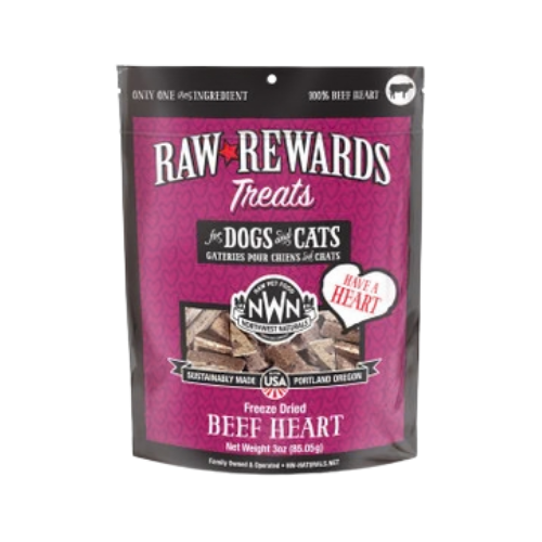 Northwest Naturals Raw Rewards Treats Freeze Dried Beef Heart for Dogs & Cats 3 oz