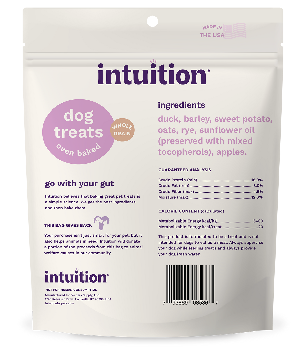 Intuition Oven Baked Dog Treats with Duck & Apple 8 oz