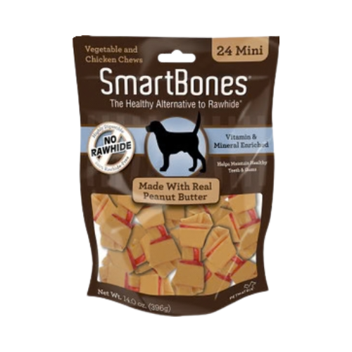 Smartbones Rawhide-Free Peanut Butter Mini Bones For Dogs 24 ct