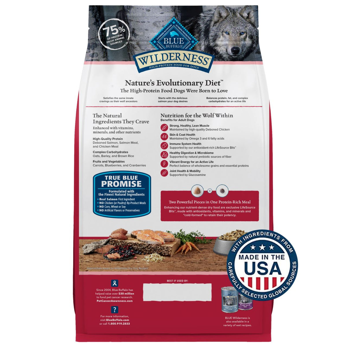 Blue Buffalo Wilderness Nature's Evolutionary Diet with Salmon & Wholesome Grains Adult Recipe Dry Dog Food