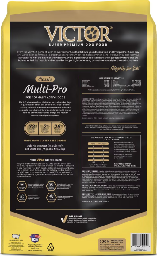 Victor Pet Food Classic Multi-Pro Formula Dry Dog Food 30 lb