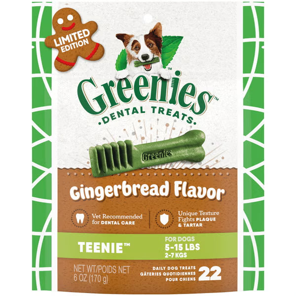 Greenies Holiday Gingerbread Flavor Dog Dental Treats, 6oz